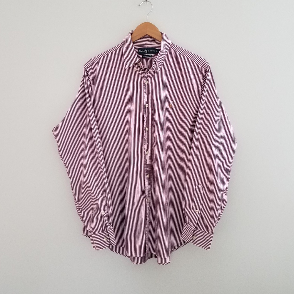 Ralph Lauren classic fit striped button down large
